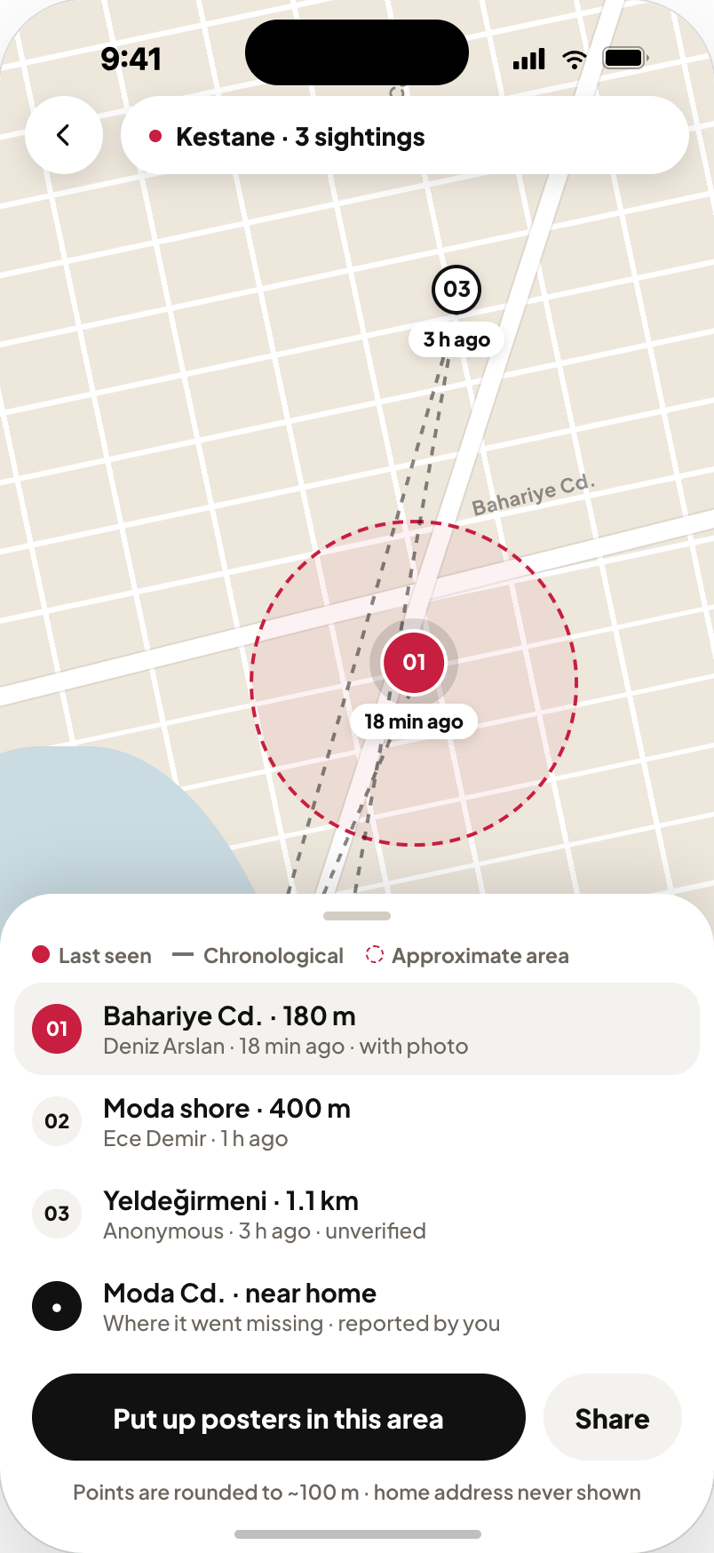 Live sightings map